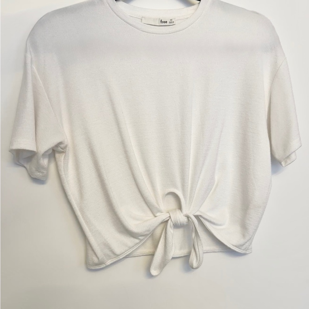 Wilfred Free XS White Tie-Front Short Sleeve Tee